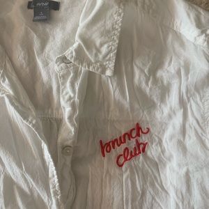 Button down “brunch club” blouse